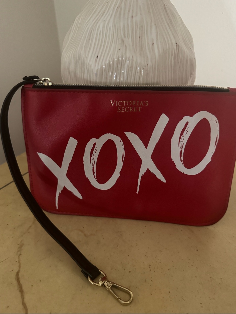 Victoria's Secret Red XOXO Wristlet Clutch with Black Strap - Picture 2 of 3